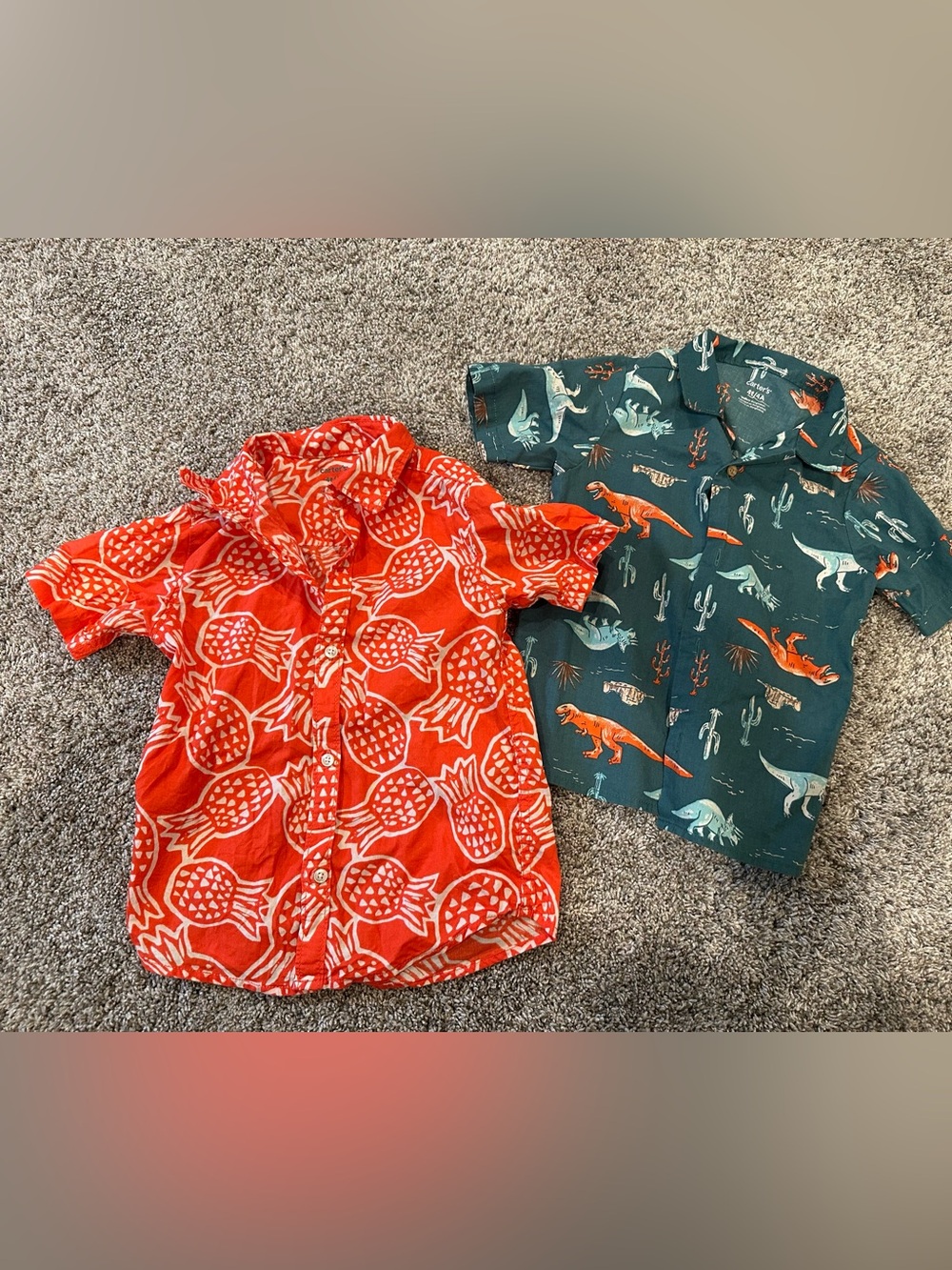 Carter's Orange Pineapple Shirt & Green Dinosaur Button-Down shirt (2)